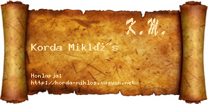 Korda Miklós névjegykártya